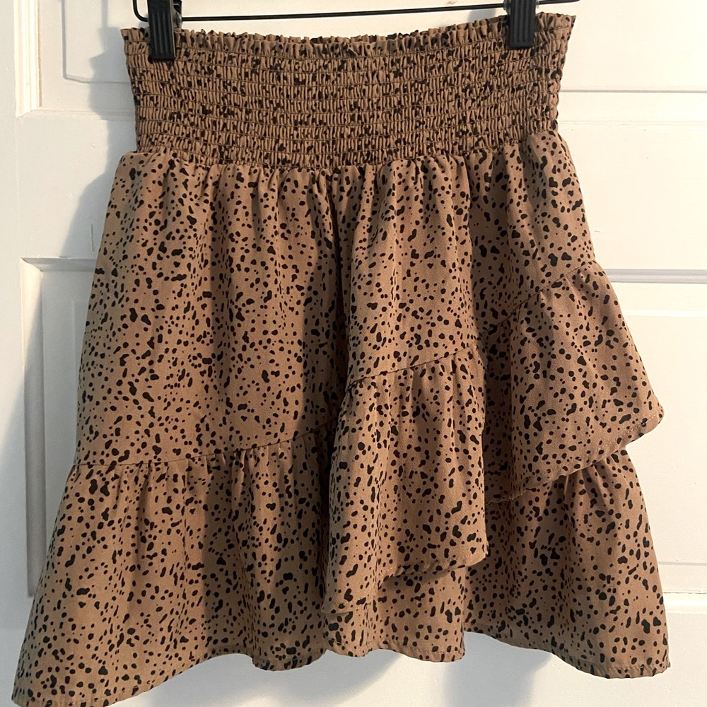 Altar’d State Leopard Print Tiered Skirt Medium